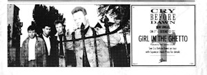 Girl In The Ghetto advert from music press broadsheet, 1987
