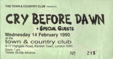 Ticket from Town & Country Club gig