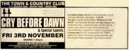 Music press ad for TCC gig and review